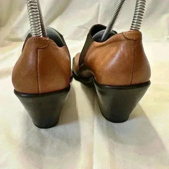 Guess Brown Leather Square Toe Slip On Block Heel Mule Booties Shoes Women’s 5.5 - Picture 5 of 7